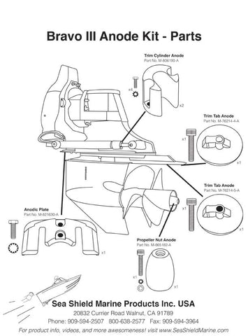Boating Stern/Out-Drive Mercruiser Anode Kits Aluminum Mercruiser Bravo 3