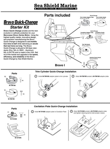 Stern/Out-Drive Anodes MerCruiser Bravo 1 Quick-Change Replacement Kit Zinc