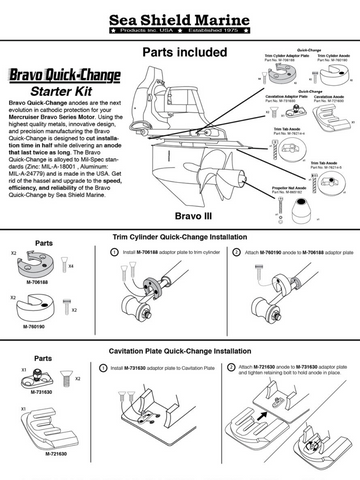 Stern/Out-Drive Anodes MerCruiser Bravo 3 Quick-Change Complete Kit Zinc