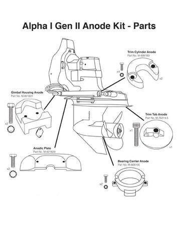 Boating Stern/Out-Drive Anodes Mercruiser Kits Zinc Mercruiser Alpha 1 Generation 2