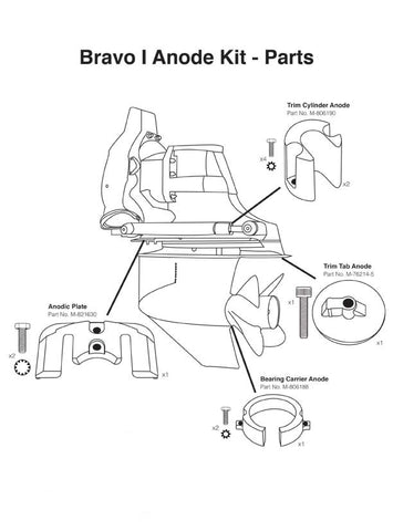 Boating Stern/Out-Drive Anodes Mercruiser Kits Zinc Mercruiser Bravo 1