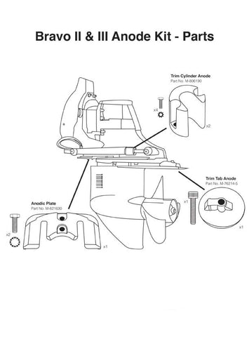 Boating Stern/Out-Drive Mercruiser Anode Kits Zinc Mercruiser Bravo 2 & 3