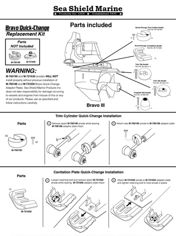 Stern/Out-Drive Boating Anodes  MerCruiser Bravo 1 Quick-Change Complete Kit Aluminum