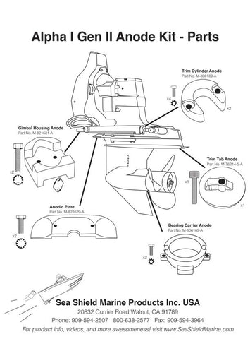 Boating Stern/Out-Drive Anodes Mercruiser Kits  Mercruiser Alpha 1 Generation 2 aluminum kit