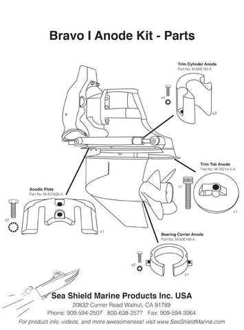 Boating Stern/Out-Drive Anodes Mercruiser Kits Zinc Mercruiser Bravo 1