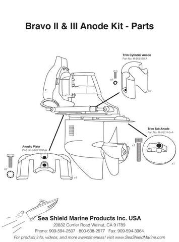 Boating Stern/Out-Drive Mercruiser Anode Kits Aluminum Mercruiser Bravo 2 & 3