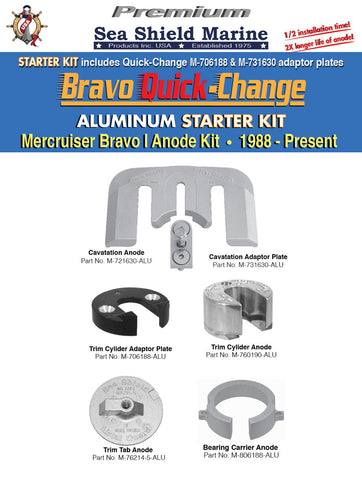Stern/Out-Drive Boating Anodes  MerCruiser Bravo 1 Quick-Change Complete Kit Aluminum