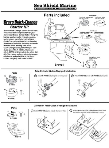 Stern/Out-Drive Anodes MerCruiser Bravo 1 Quick-Change Complete Kit Zinc