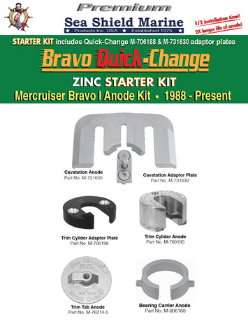 Stern/Out-Drive Anodes MerCruiser Bravo 1 Quick-Change Complete Kit Zinc