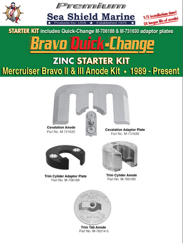 Stern Out-Drive Anodes MerCruiser Bravo 2 & 3 Quick-Change Complete Kit	Zinc